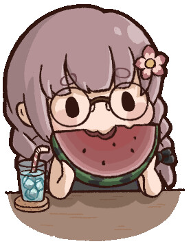 Chibi Hitohira Hana eating watermelon