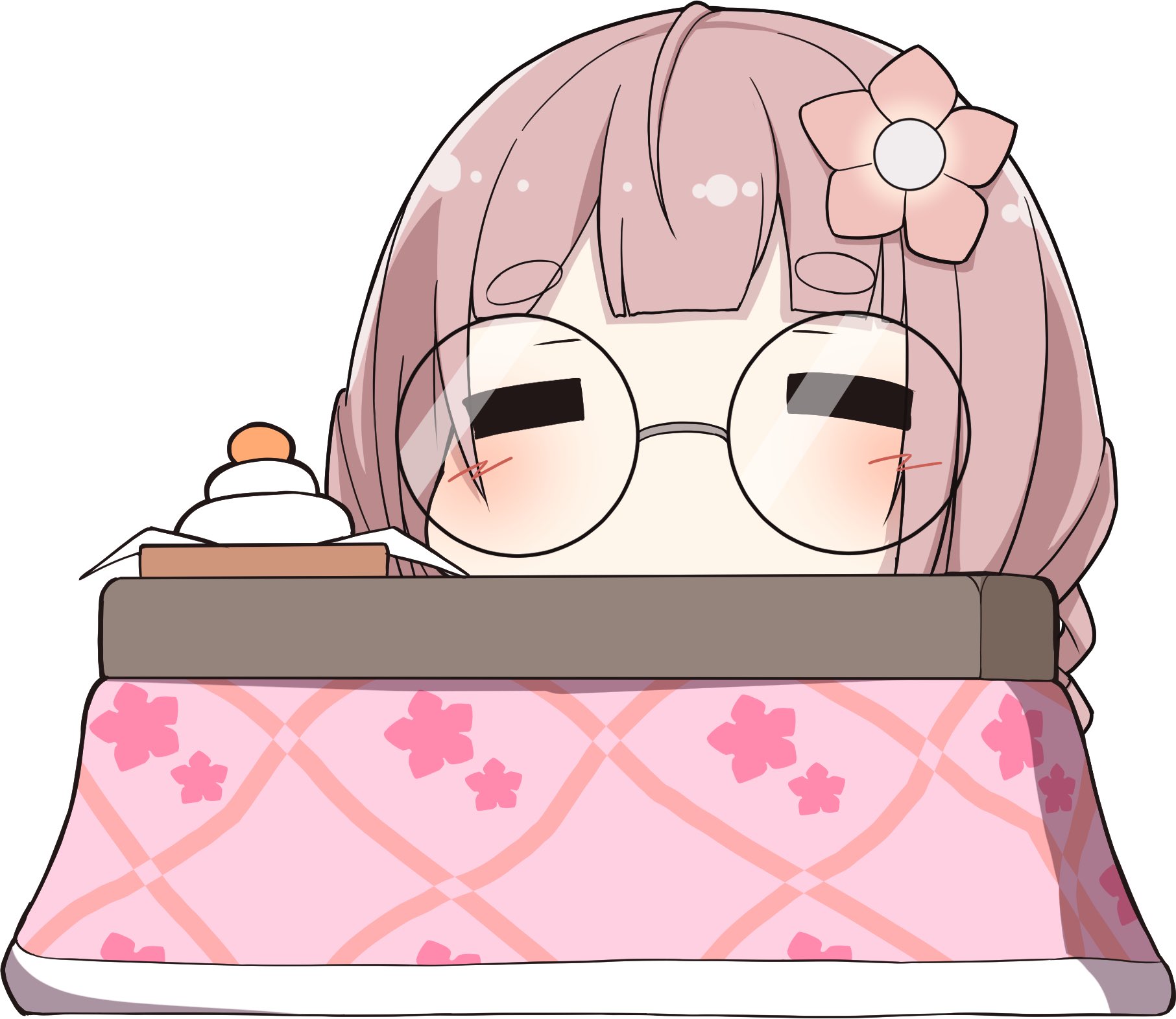 Hitohira Hana peeking from a kotatsu