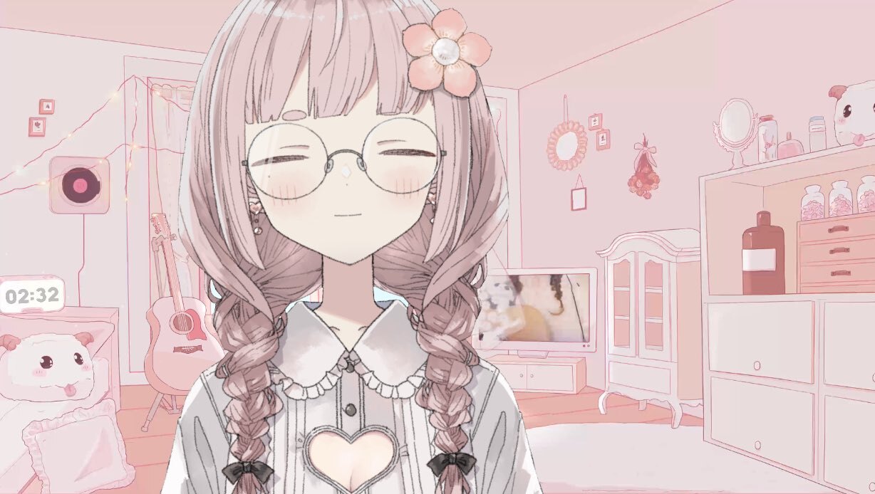 Hitohira Hana in her cozy music room